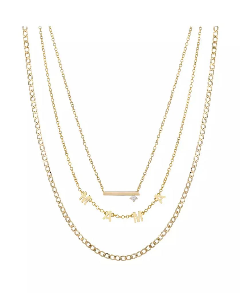 商品Unwritten|14K Gold Flash-Plated Cubic Zirconia Mama Layered Pendant Necklaces,价格¥112,第1张图片