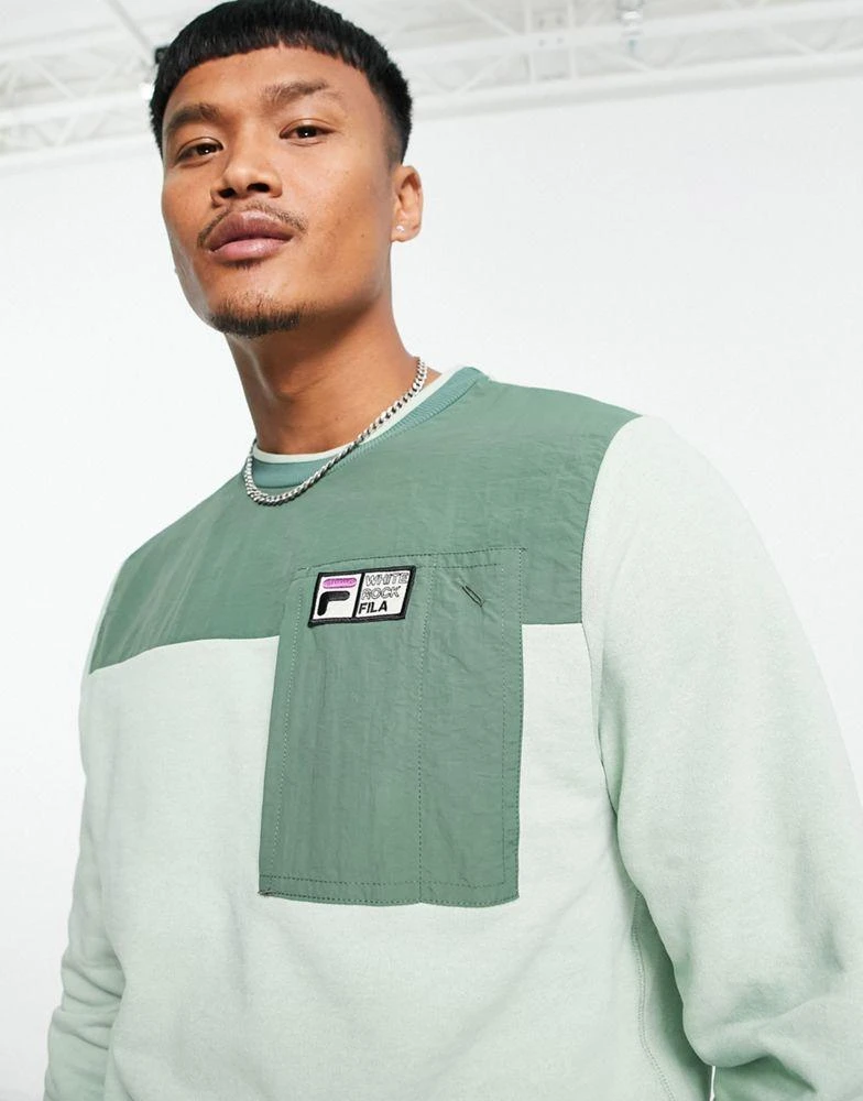 商品Fila|Fila colourblock sweatshirt with logo in green,价格¥267,第3张图片详细描述