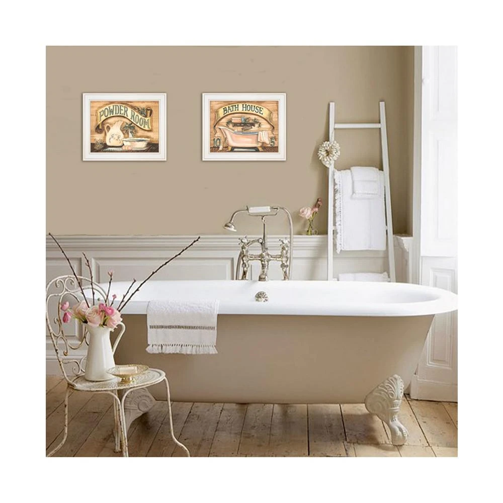 商品Trendy Décor 4U|Bath Powder Room 2-Piece Vignette by Becca Barton, White Frame, 13" x 11",价格¥696,第2张图片详细描述