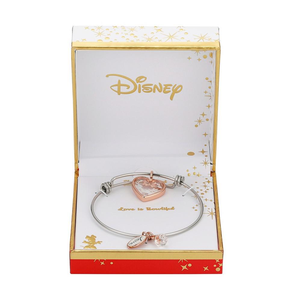 Crystal Minnie Mouse Stainless Steel Charm Bracelet (0.06 ct. t.w.) in 14K Gold Flash Plated商品第2张图片规格展示