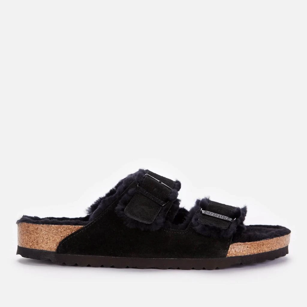 商品Birkenstock|Birkenstock Men's Arizona Shearling Double Strap Sandals - Black,价格¥639,第1张图片