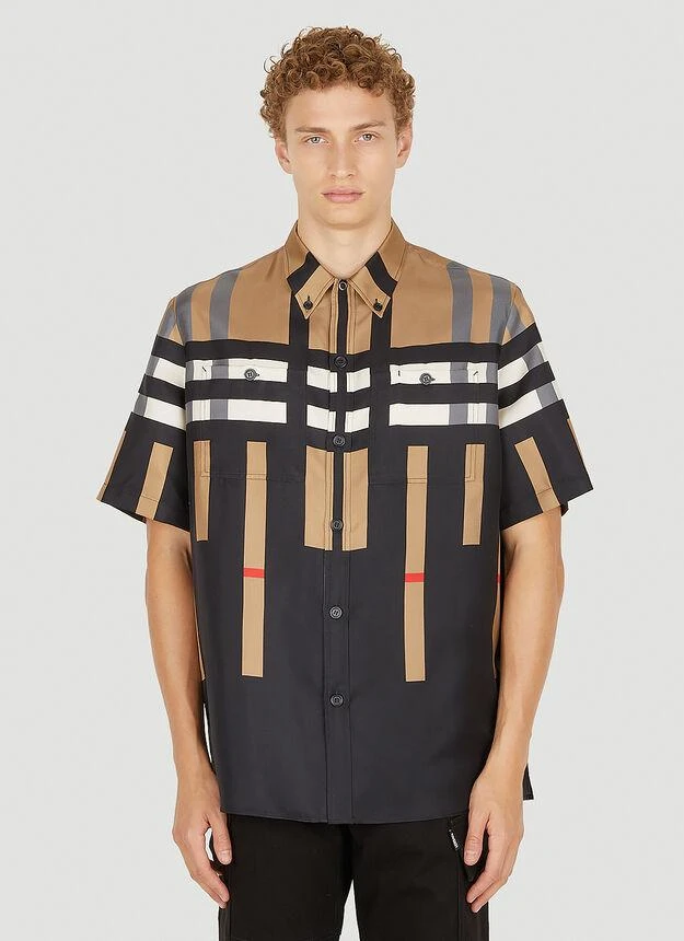 商品Burberry|Sliced Check Short Sleeve Shirt in Beige,价格¥6307,第1张图片