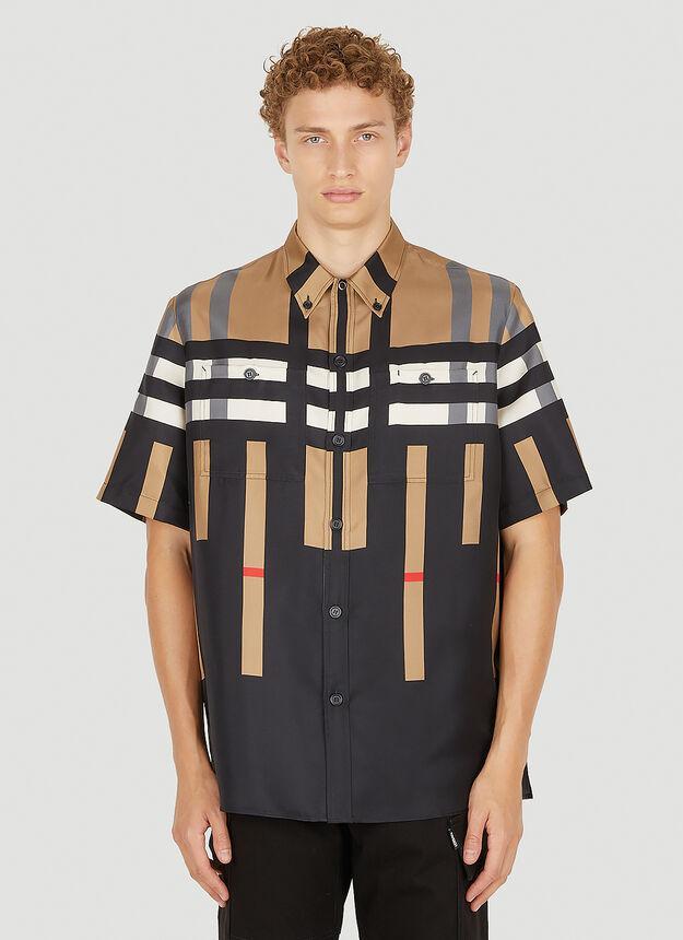 商品Burberry|Sliced Check Short Sleeve Shirt in Beige,价格¥10589,第1张图片