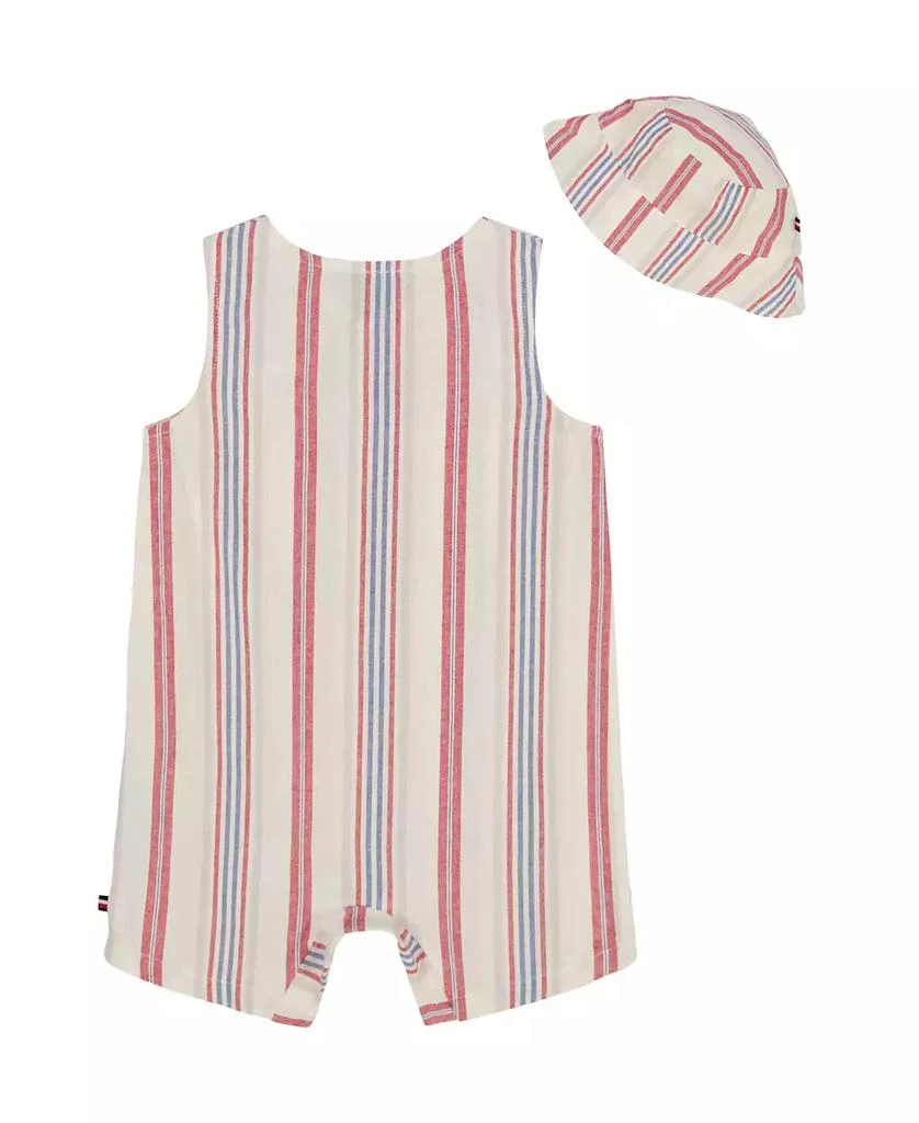 商品Tommy Hilfiger|Baby Boy 2-Piece Striped Gauze Sleeveless Romper Bucket Hat Set,价格¥193,第2张图片详细描述