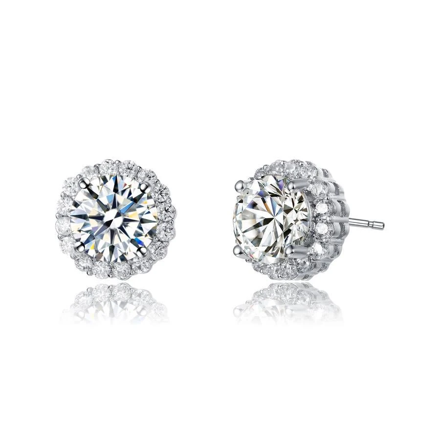 商品Rachel Glauber|White Gold Plated Cubic Zirconia Round Earrings,价格¥528,第1张图片