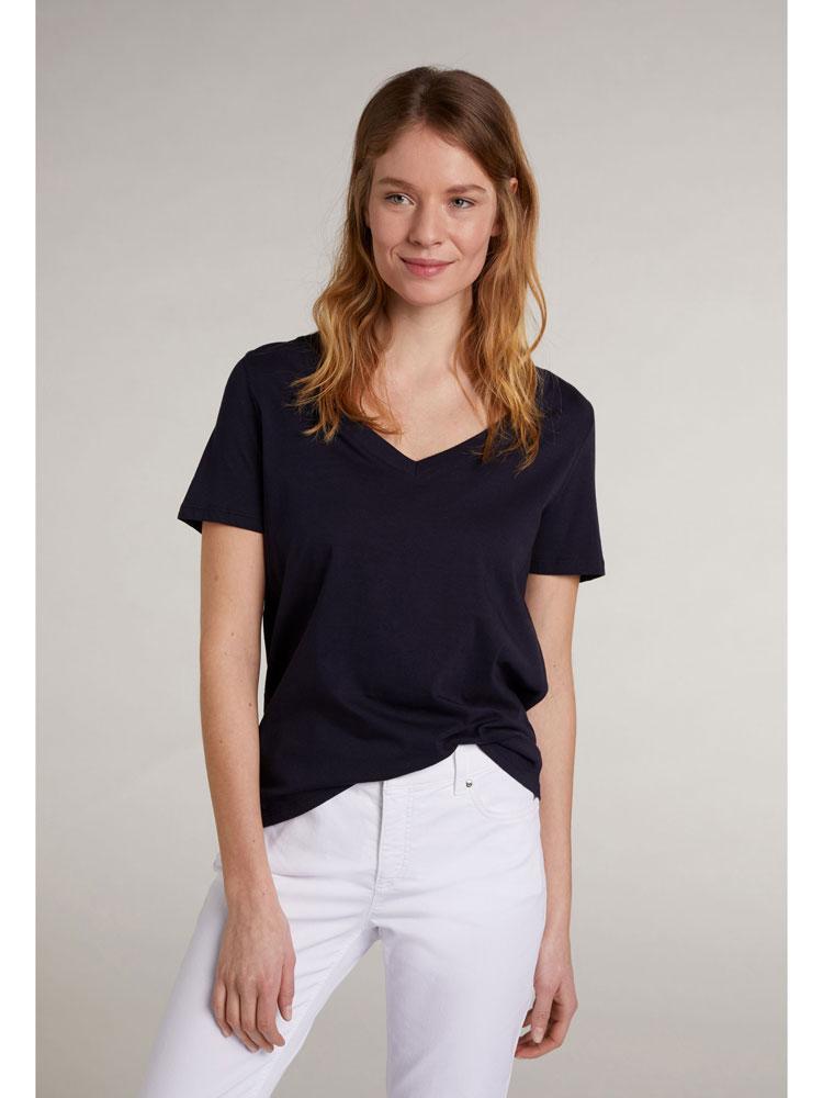 商品Oui|Oui V-Neck T-Shirt Navy,价格¥246,第1张图片