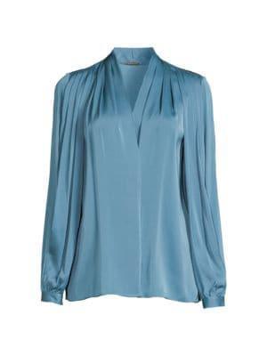 商品Tahari|Pleated Stretch Silk Blouse,价格¥862,第5张图片详细描述