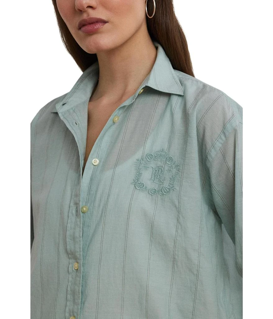 商品Ralph Lauren|Petite Oversize Striped Cotton Voile Shirt,价格¥1042,第3张图片详细描述