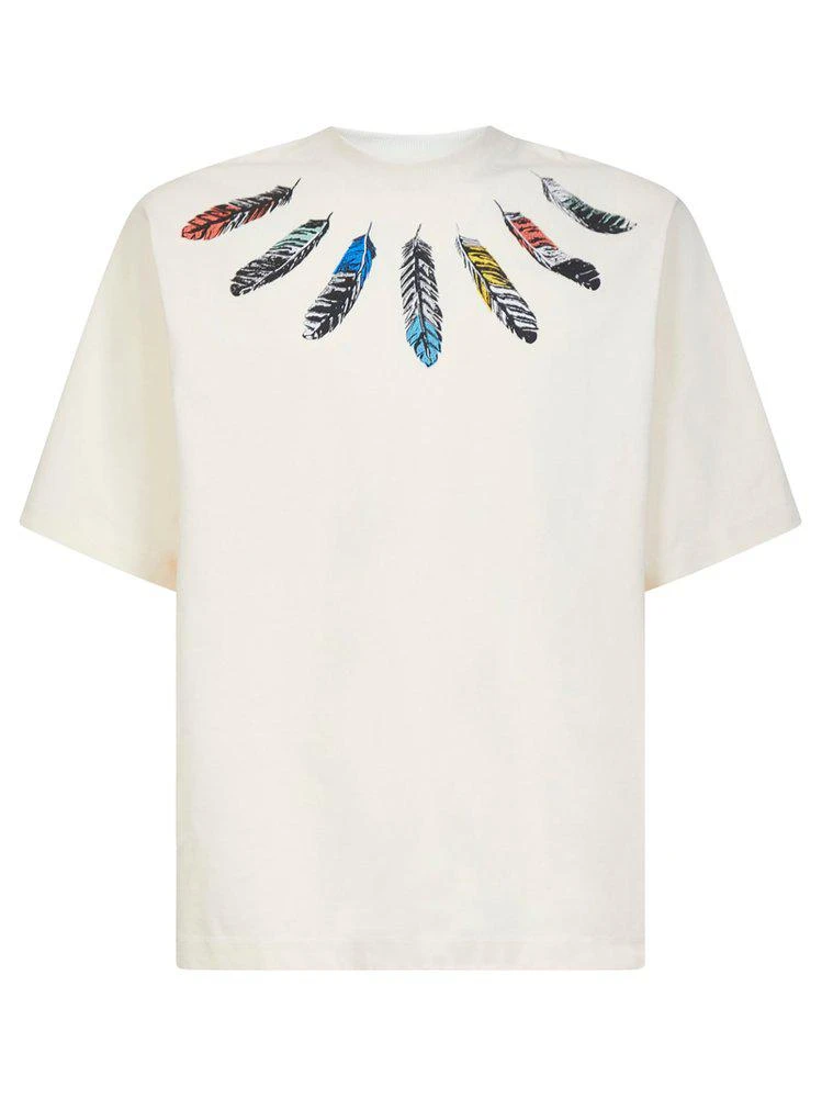 商品Marcelo Burlon|Marcelo Burlon County Of Milan Feather Printed Crewneck T-Shirt,价格¥1637,第1张图片