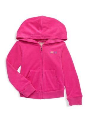 Little Girl's 2-Piece Velour Hoodie & Joggers Set商品第4张图片规格展示