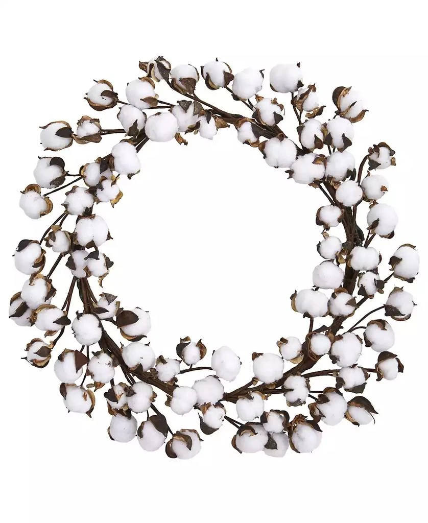 商品NEARLY NATURAL|20" Cotton Ball Wreath,价格¥559,第1张图片