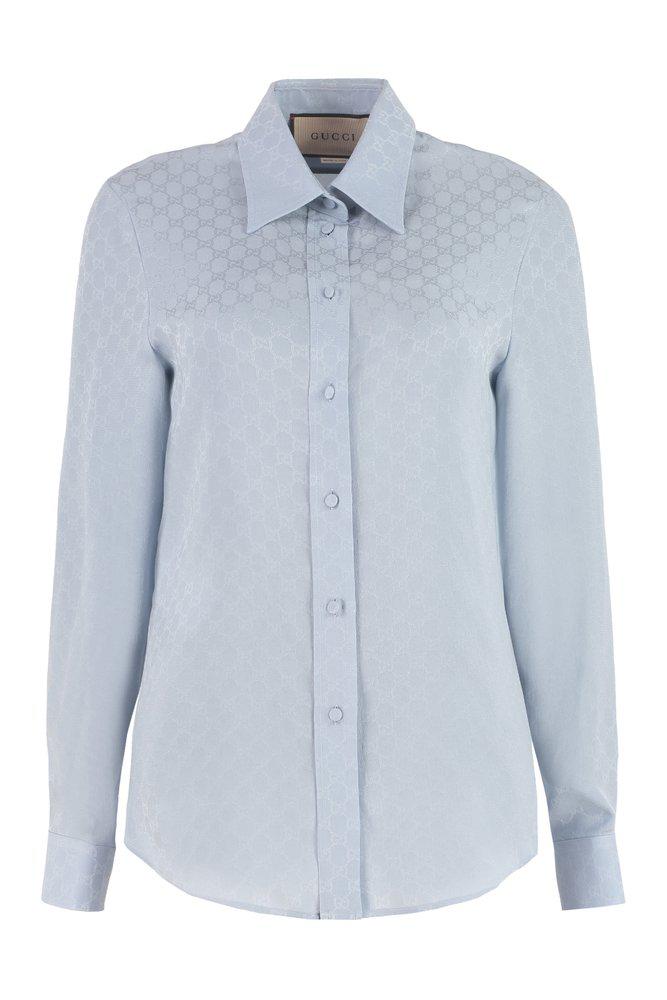 Gucci Monogram Jacquard Long-Sleeved Shirt商品第1张图片规格展示