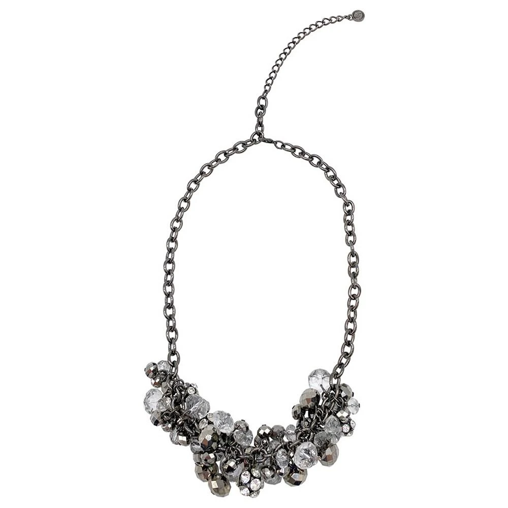 商品ADORNIA|Oxidized Silver-Tone Crystal Cluster Adjustable Necklace,价格¥206,第1张图片