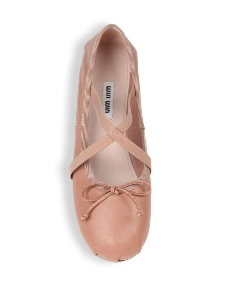 商品Miu Miu|Crisscross Leather Ballet Flats,价格¥1469,第4张图片详细描述