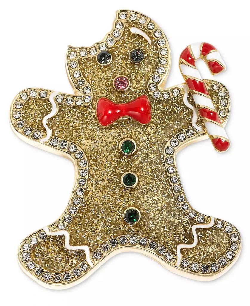 商品Holiday Lane|Gold-Tone Multicolor Pavé Gingerbread Pin, Created for Macy's,价格¥103,第1张图片