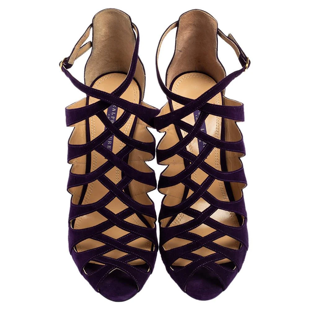 商品[二手商品] Ralph Lauren|Ralph Lauren Collection Purple Suede Caged Ankle Strap Sandals Size 39.5,价格¥931,第3张图片详细描述