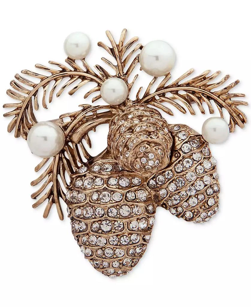 商品Anne Klein|Gold-Tone Pavé & Imitation Pearl Pine Cone Pin,价格¥127,第1张图片