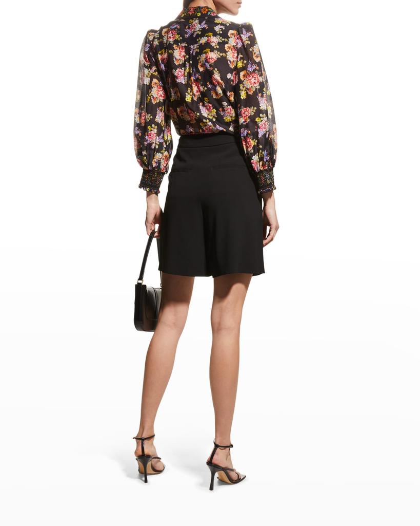 Cosima Floral Blouson-Sleeve Button-Front Top商品第4张图片规格展示