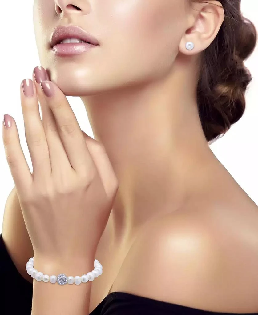 商品Macy's|2-Pc. Set Multicolor Cultured Freshwater Pearl (7mm) & Crystal Bracelet & Complementing White Cultured Freshwater Pearl (7mm) Stud Earrings in Sterling Silver (Also in All-White Cultured Freshwater Pearl), Created for Macy's,价格¥769,第3张图片详细描述