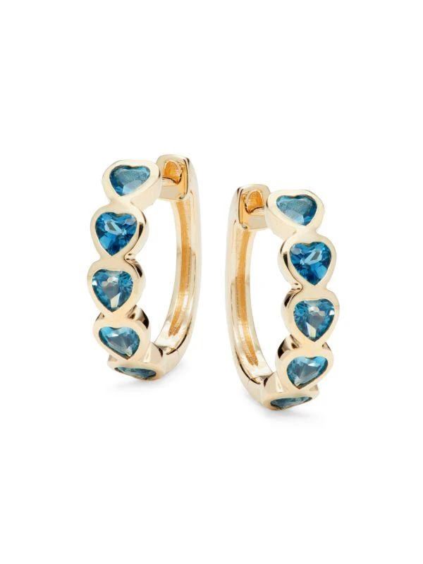 商品Saks Fifth Avenue|14K Yellow Gold & London Blue Topaz Heart Huggie Earrings,价格¥3787,第1张图片