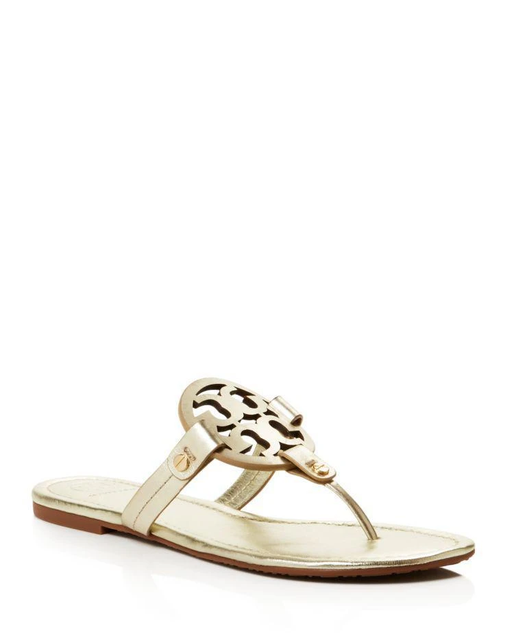 商品Tory Burch|Tory Burch Miller Metallic Leather Thong Sandals ,价格¥1459,第1张图片