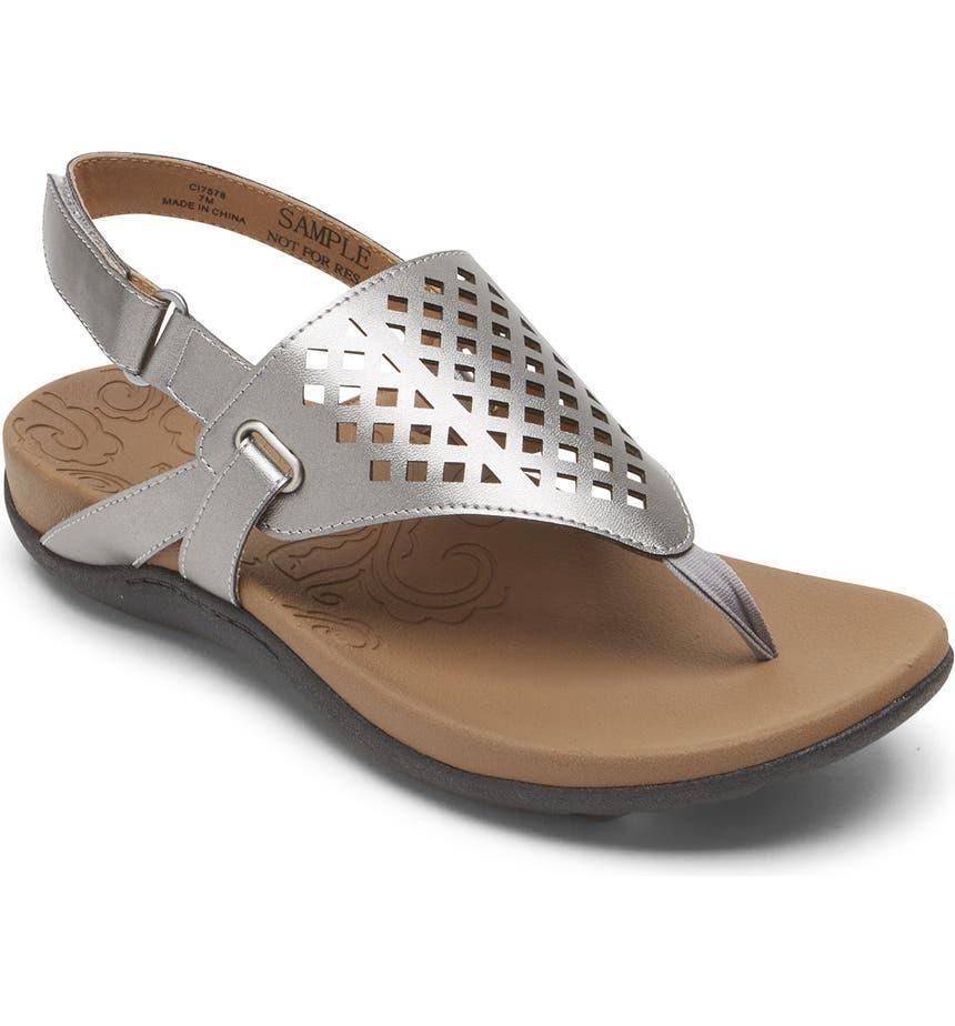 商品Rockport|Ridge Latticed Thong Toe Sandal,价格¥331,第1张图片