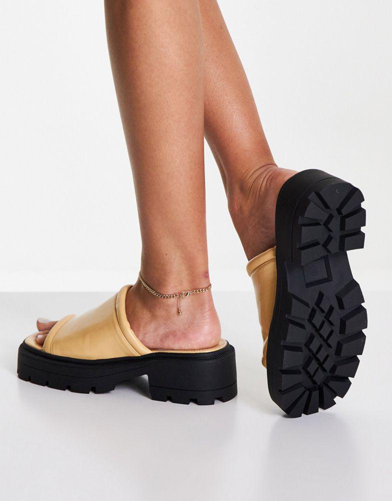 Topshop Patch chunky mule sandal in natural商品第4张图片规格展示