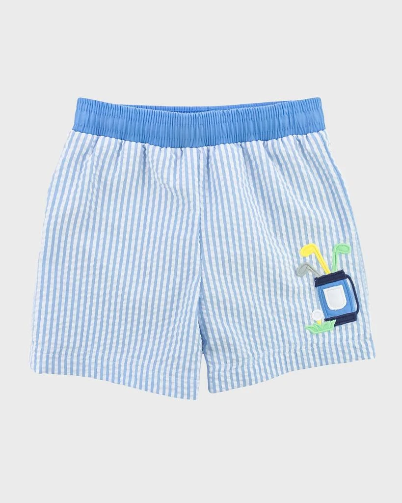 商品Florence Eiseman|Boy's Seersucker Trunks W/ Golf Bag, Size 6M-24M,价格¥117,第1张图片