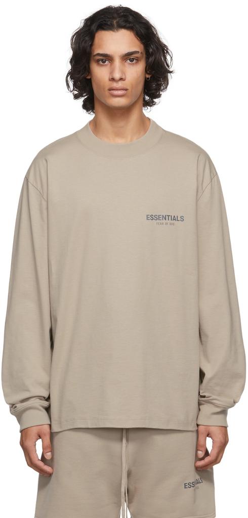 SSENSE Exclusive Tan Logo Long Sleeve T-Shirt商品第1张图片规格展示