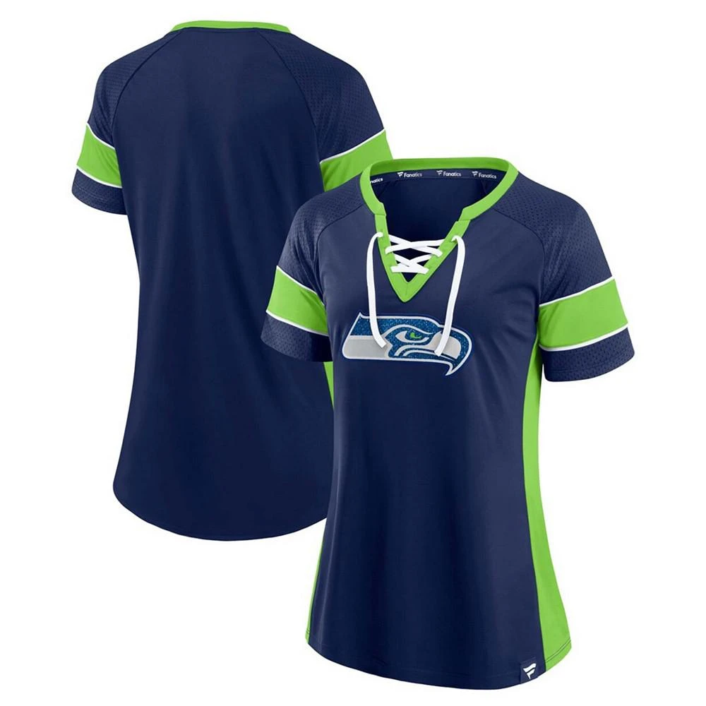 商品Majestic|Fanatics Branded Women's College Seattle Seahawks Team Draft Me Lace-Up Raglan T-Shirt,价格¥337,第1张图片