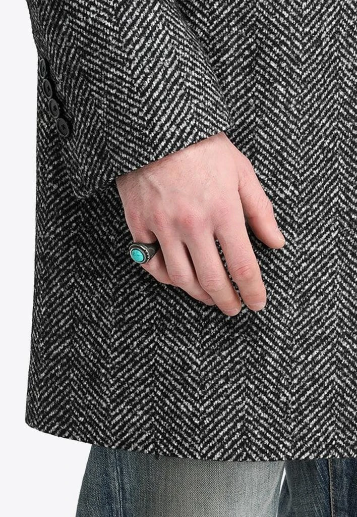 商品Nove25|Turquoise Geometric Frieze Chevalier Ring,价格¥700,第2张图片详细描述