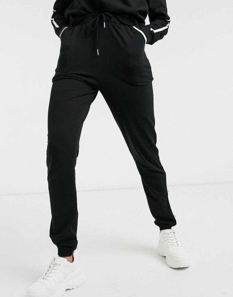ASOS DESIGN Tall tracksuit sweat / basic jogger with contrast binding in cotton in black - BLACK商品第4张图片规格展示