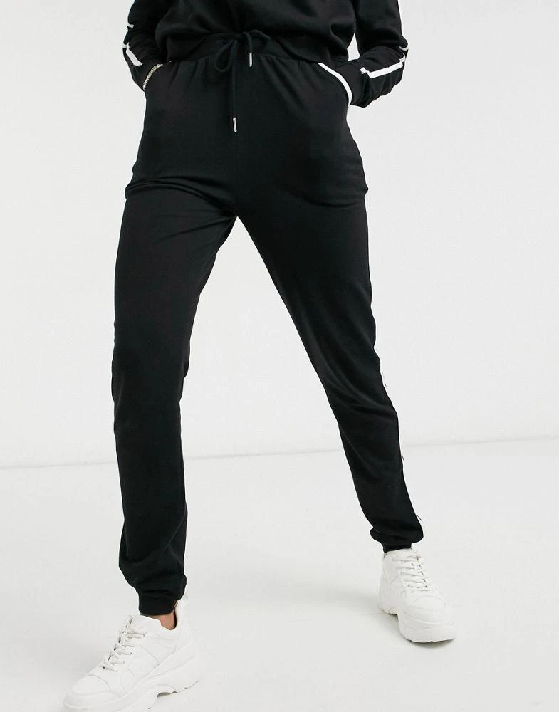 商品ASOS|ASOS DESIGN Tall tracksuit sweat / basic jogger with contrast binding in cotton in black - BLACK,价格¥87,第4张图片详细描述