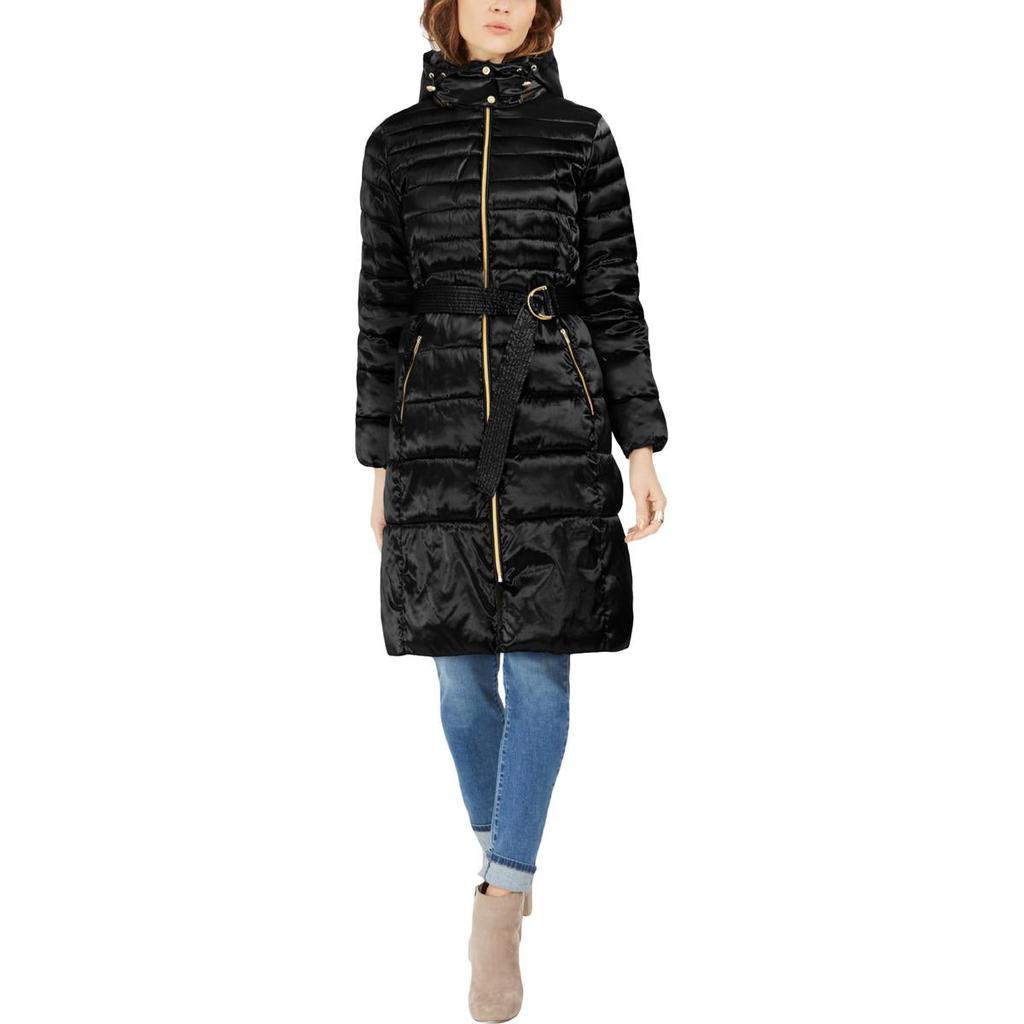 商品Cole Haan|Cole Haan Women's Sateen Quilted Mid-Length Puffer Coat with Attached Hood,价格¥404-¥426,第4张图片详细描述