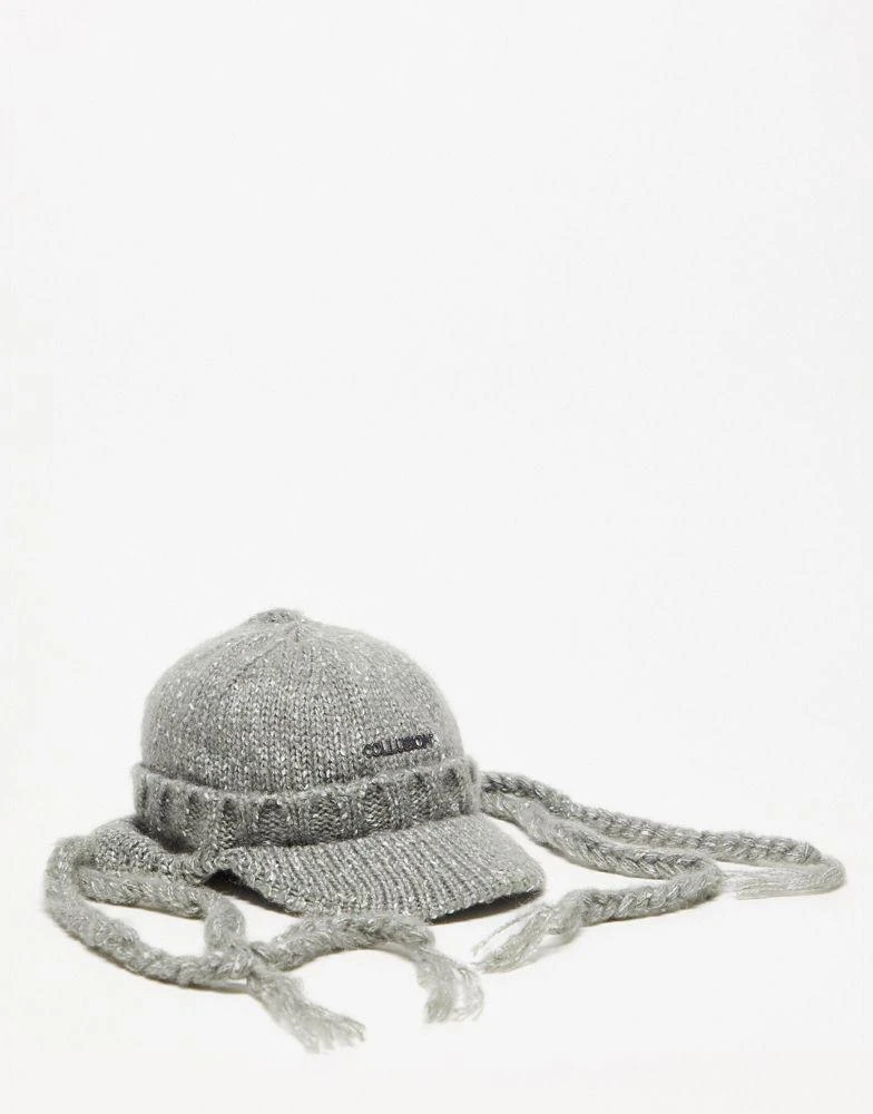 商品COLLUSION|COLLUSION Unisex knitted cap with tassels in grey,价格¥156,第1张图片