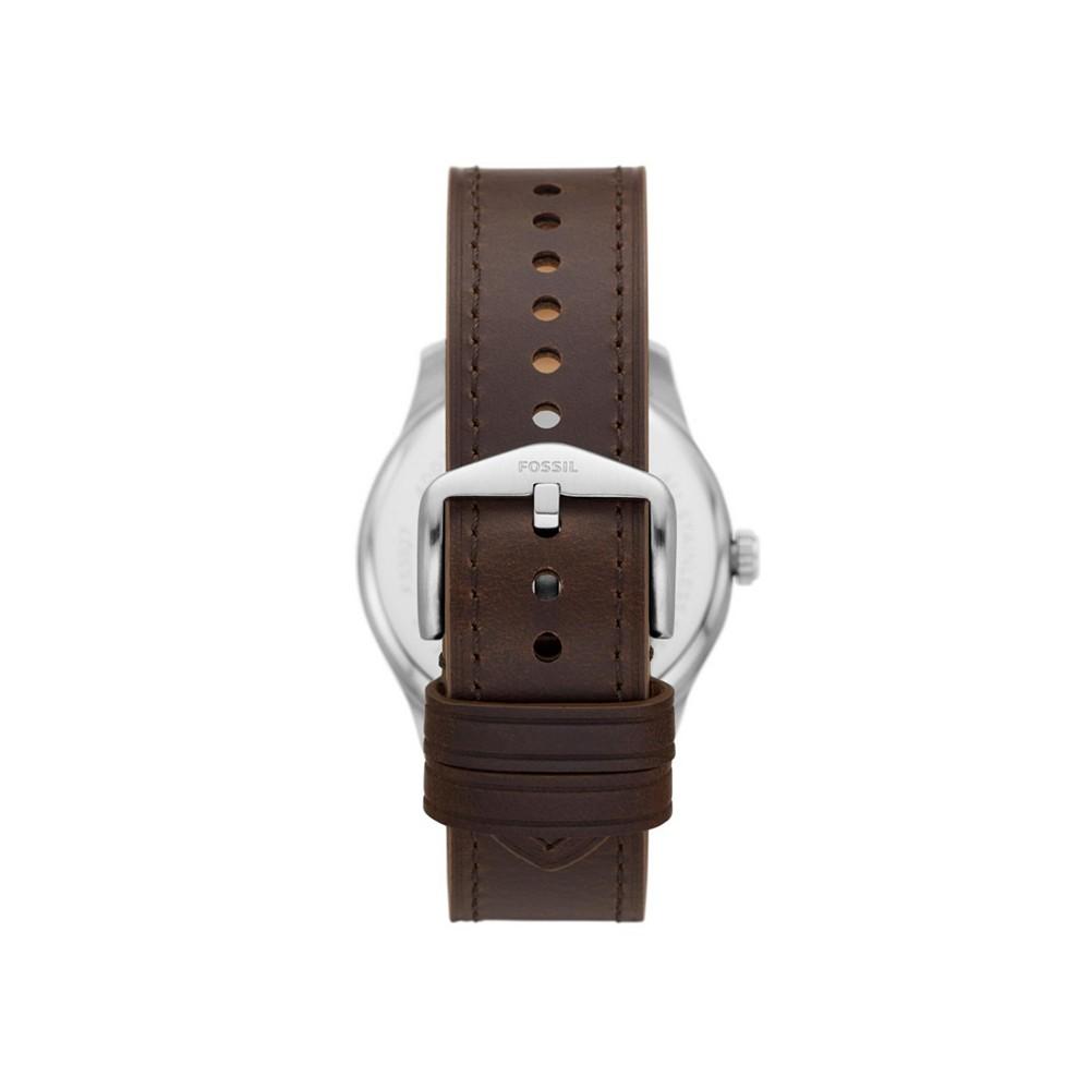 Men's Day Liner Three Hand, Brown Leather Strap Watch商品第2张图片规格展示