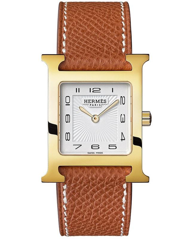 Hermes H Hour Medium MM 26mm Gold Plated Case Unisex Watch 036783WW00商品第1张图片规格展示