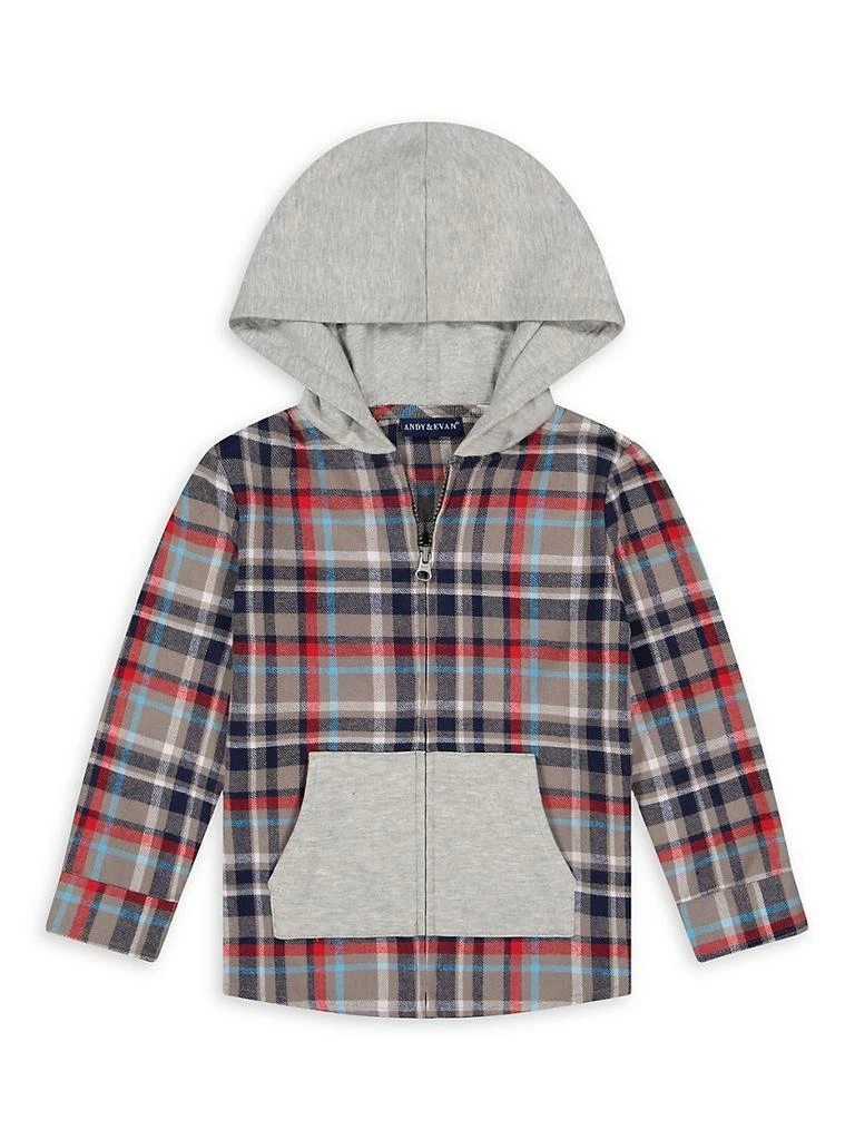 商品Andy & Evan|Little Boy's &amp; Boy's Hooded Plaid Flannel Shirt,价格¥328,第1张图片