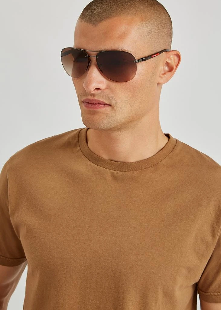 商品Prada|Brown aviator-style sunglasses,价格¥2078,第4张图片详细描述