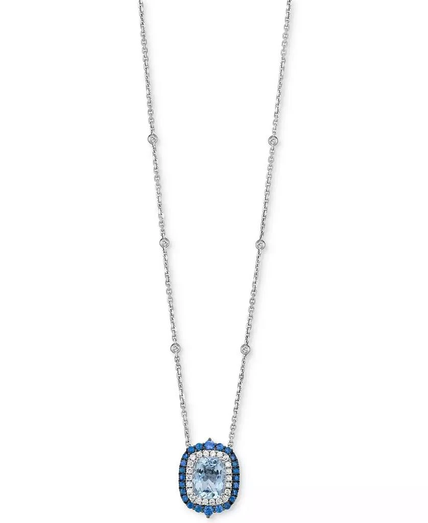 商品Le Vian|Aquamarine (2-1/2 ct. t.w.), Sapphire (5/8 ct. t.w.) & Vanilla Diamond (3/8 ct. t.w.) Pendant 19" Necklace in Platinum,价格¥28060,第1张图片