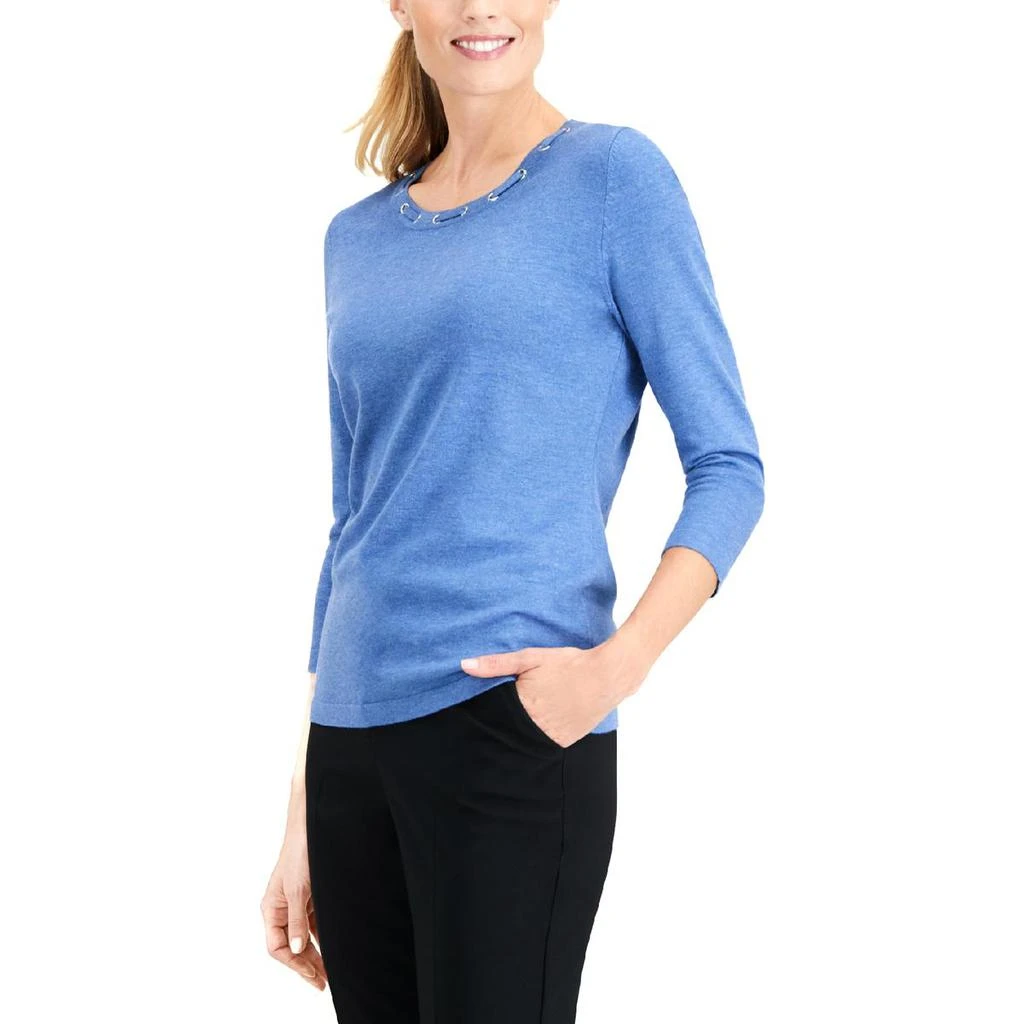 商品Karen Scott|Karen Scott Womens Knit Grommet Pullover Sweater,价格¥62,第1张图片