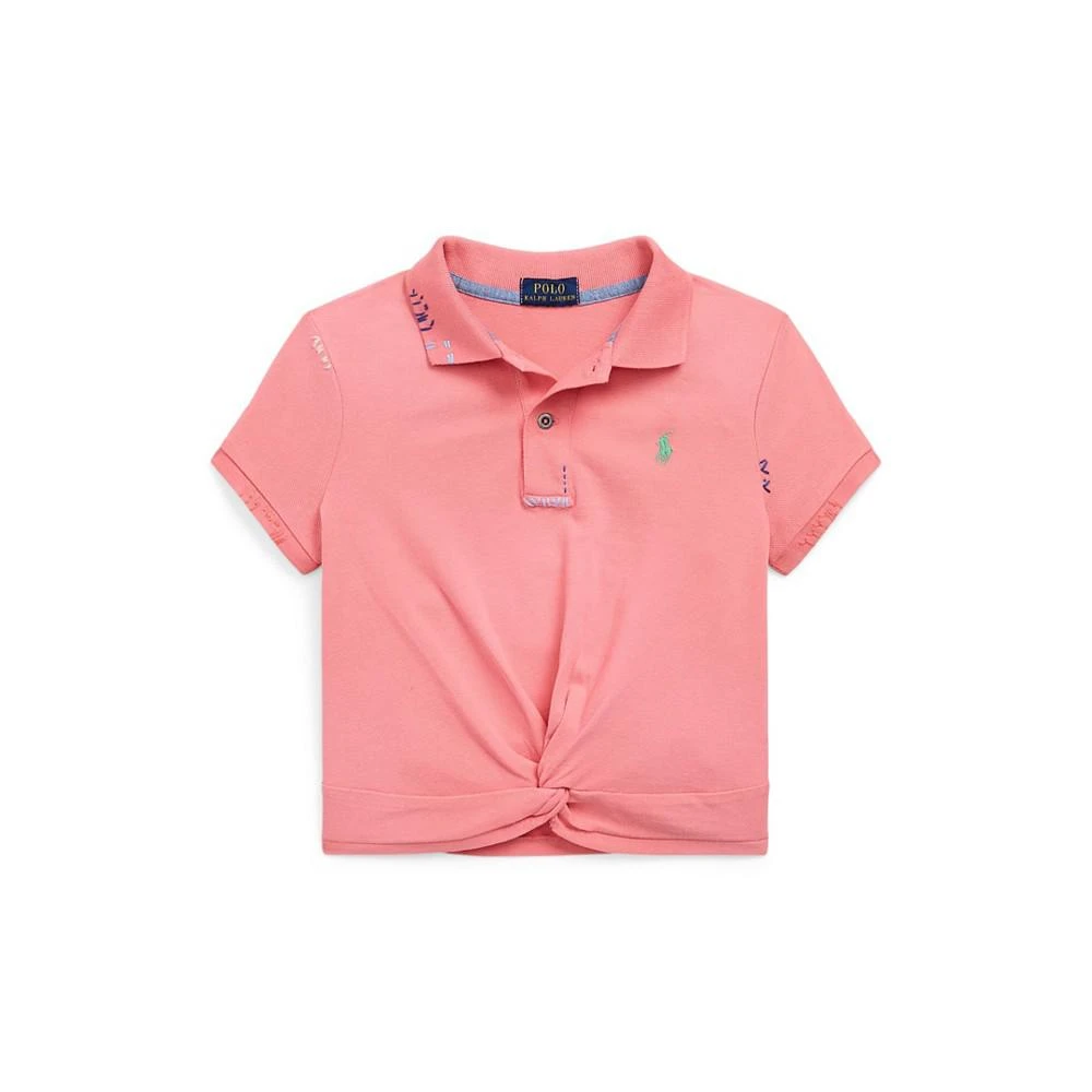 商品Ralph Lauren|Big Girls Twist-Front Stretch Mesh Polo Shirt,价格¥180,第1张图片