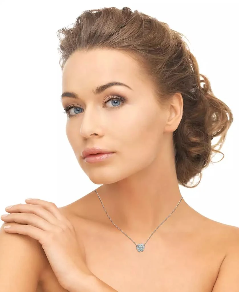 商品Macy's|Blue Topaz (1-1/5 ct. t.w.) & White Topaz Accent Flower 18" Pendant Necklace in Sterling Silver,价格¥190,第2张图片详细描述