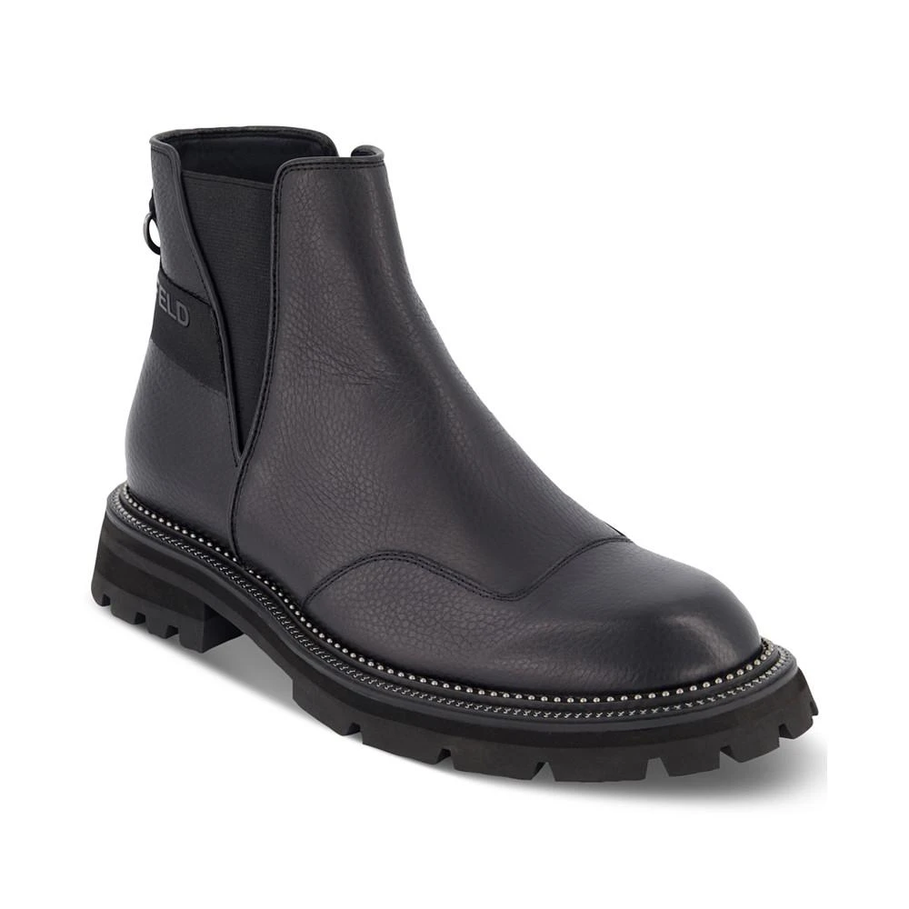 商品Karl Lagerfeld Paris|Men's Tumbled Leather Side-Zip Chelsea Boots,价格¥1859,第1张图片