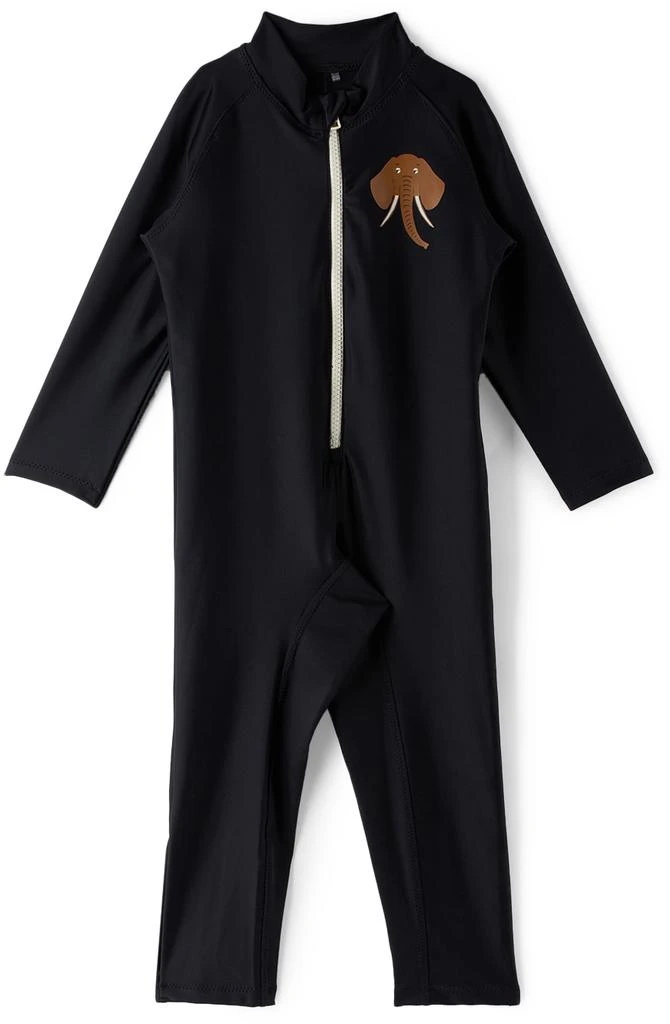商品Mini Rodini|Kids Black Elephant One-Piece Swimsuit,价格¥196,第1张图片
