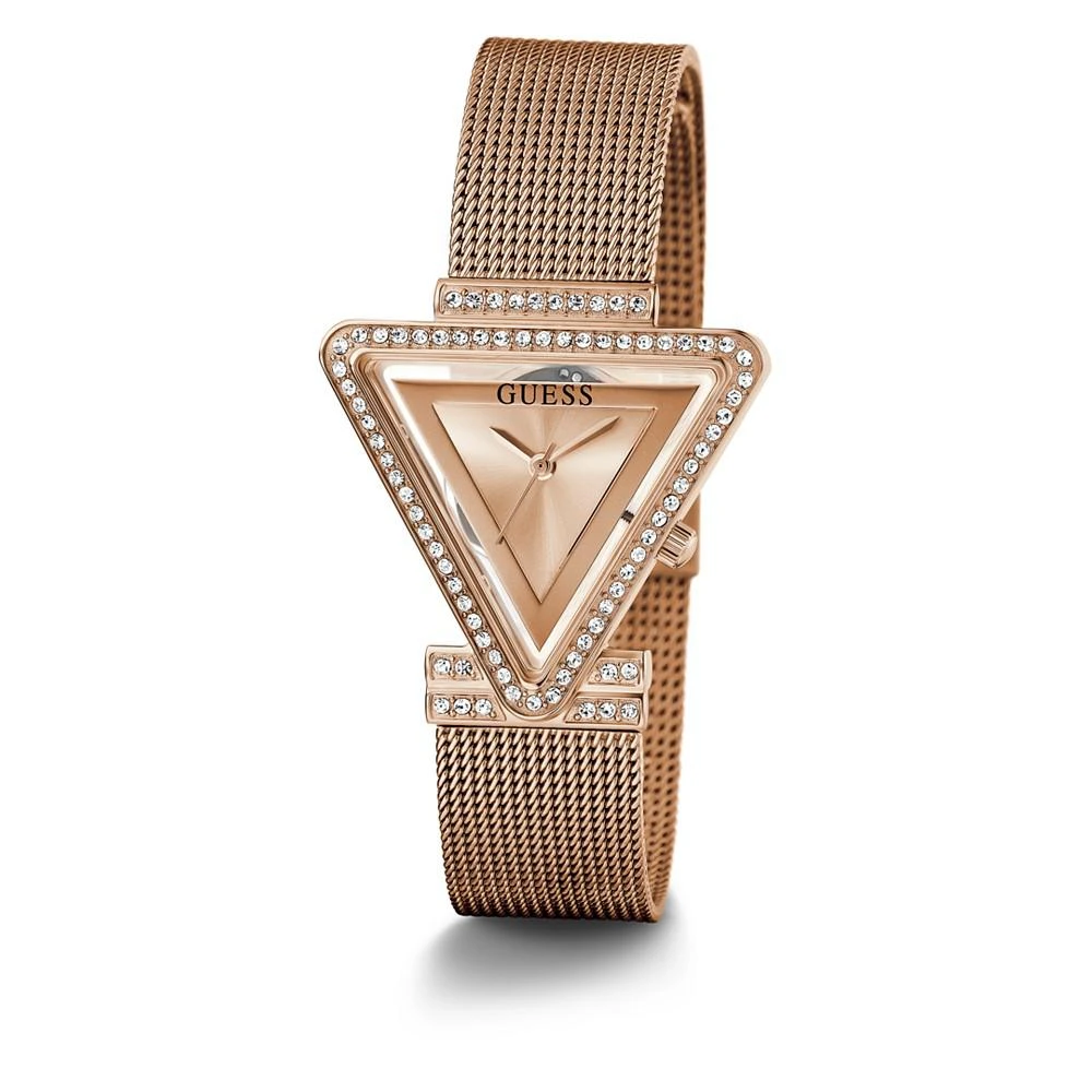 商品GUESS|Women's Rose Gold-Tone Glitz Stainless Steel, Mesh Bracelet Watch, 34mm,价格¥1127,第5张图片详细描述