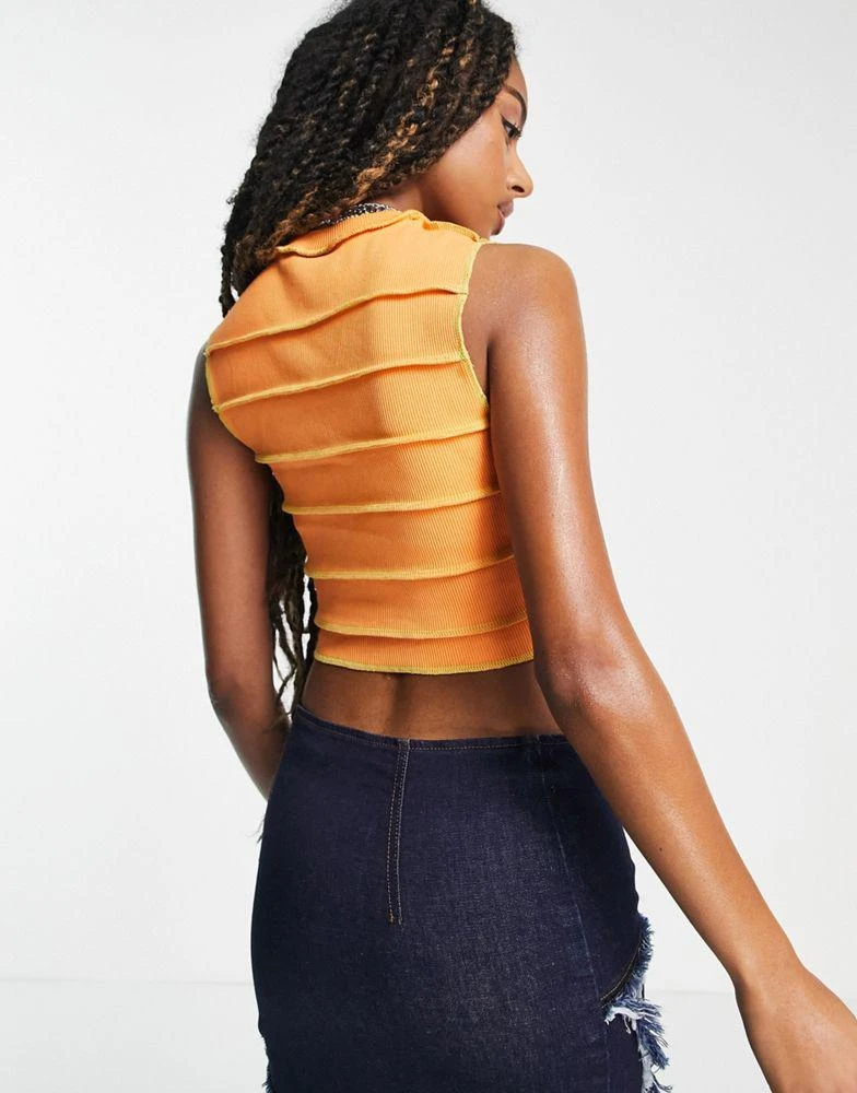 商品The Ragged Priest|The Ragged Priest high neck crop top with cut out front and overlocking seams,价格¥115,第2张图片详细描述