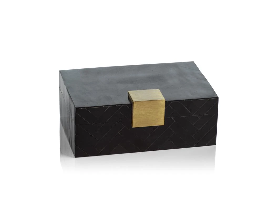 商品Zodax|Sotavento Resin Chevron Inlaid Decorative Box,价格¥665,第4张图片详细描述