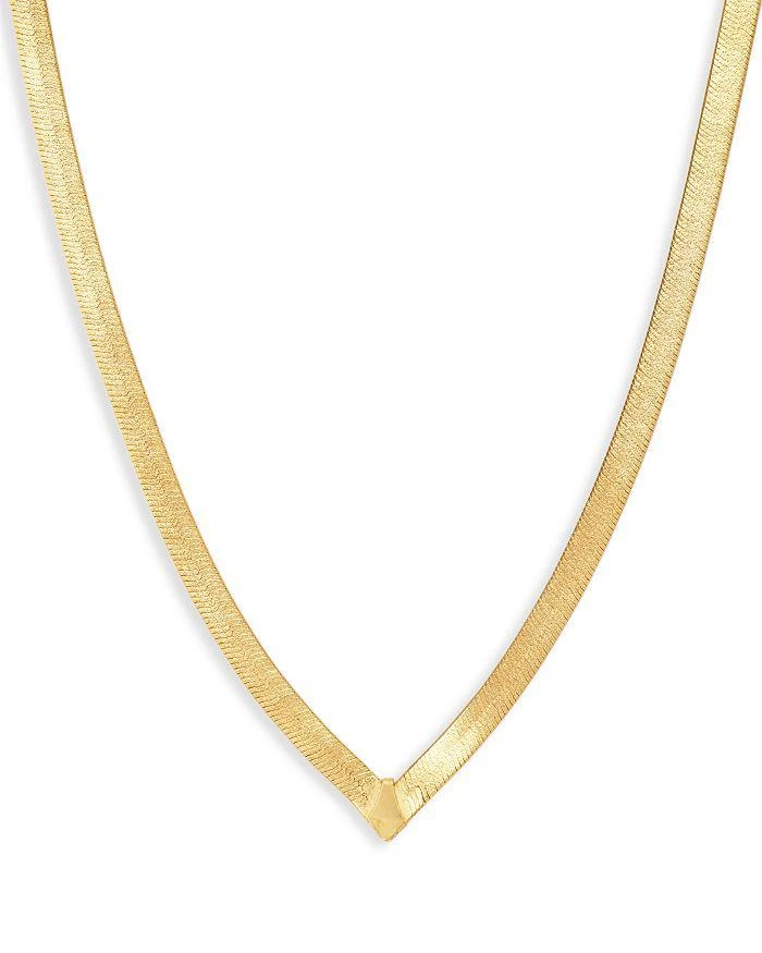 商品Argento Vivo|Pointed Herringbone Collar Necklace in 18K Gold Plated Sterling Silver, 18",价格¥742,第1张图片详细描述