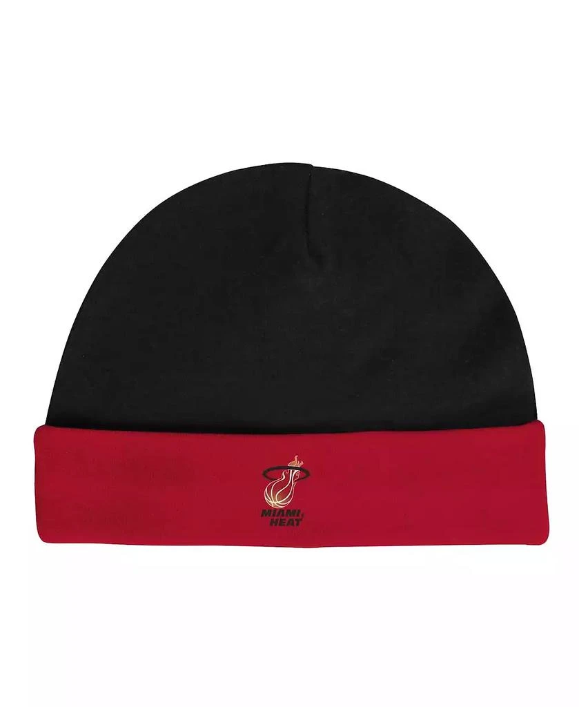 商品Mitchell & Ness|Infant Boys and Girls Black, Red Miami Heat Hardwood Classics Bodysuits and Cuffed Knit Hat Set,价格¥306,第5张图片详细描述